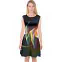 Northern Lights, Abstract Rainbow Aurora Capsleeve Midi Dress View1