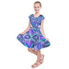 Peacock Crystal Palace Of Dreams, Abstract Kids  Short Sleeve Dress by DianeClancy