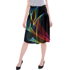 Peacock Symphony, Abstract Rainbow Music Midi Beach Skirt by DianeClancy