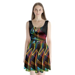 Peacock Symphony, Abstract Rainbow Music Split Back Mini Dress  by DianeClancy