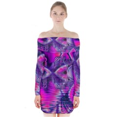 Rose Crystal Palace, Abstract Love Dream  Long Sleeve Off Shoulder Dress by DianeClancy