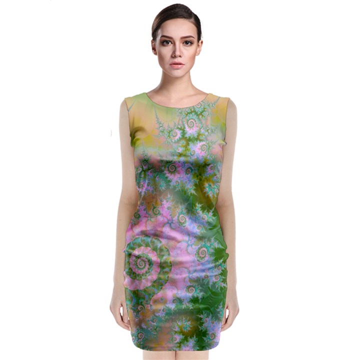 Rose Forest Green, Abstract Swirl Dance Classic Sleeveless Midi Dress