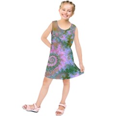 Rose Forest Green, Abstract Swirl Dance Kids  Tunic Dress by DianeClancy