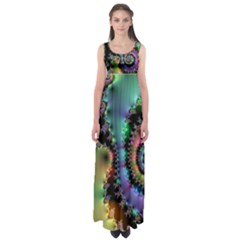 Satin Rainbow, Spiral Curves Through The Cosmos Empire Waist Maxi Dress by DianeClancy