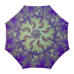 Sea Shell Spiral, Abstract Violet Cyan Stars Golf Umbrellas by DianeClancy