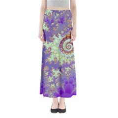 Sea Shell Spiral, Abstract Violet Cyan Stars Maxi Skirts by DianeClancy