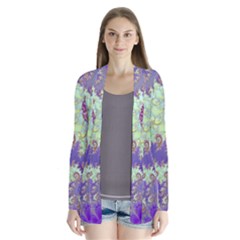 Sea Shell Spiral, Abstract Violet Cyan Stars Cardigans by DianeClancy