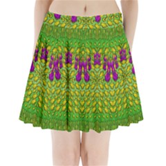 Flowers And Yoga In The Wind Pleated Mini Skirt by pepitasart