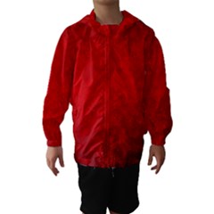 Decorative Red Christmas Background With Snowflakes Hooded Wind Breaker (kids) by TastefulDesigns