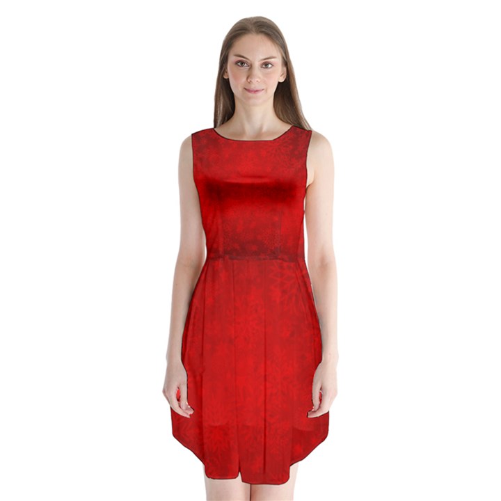 Decorative Red Christmas Background With Snowflakes Sleeveless Chiffon Dress  