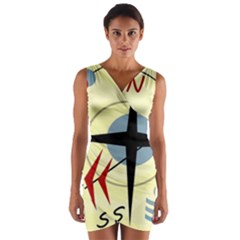 Compass 3 Wrap Front Bodycon Dress by Valentinaart