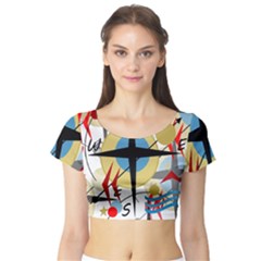 Compass 4 Short Sleeve Crop Top (tight Fit) by Valentinaart