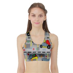 Toy Cars Sports Bra With Border by Valentinaart