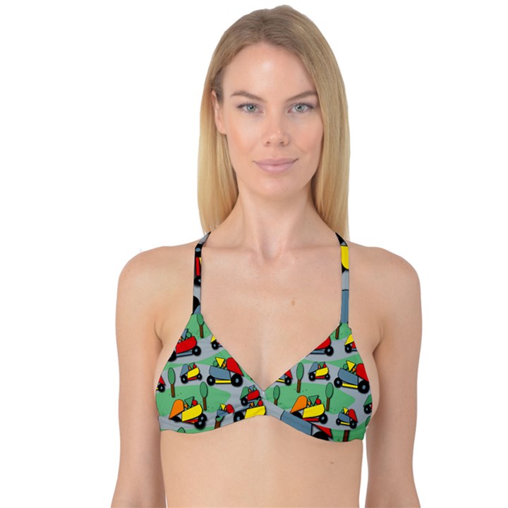 Toy car pattern Reversible Tri Bikini Top