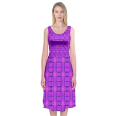 Abstract Dancing Diamonds Purple Violet Midi Sleeveless Dress by DianeClancy