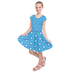 Aqua Hawaiian Stars Under A Night Sky Dance Kids  Short Sleeve Dress by DianeClancy