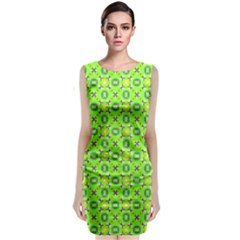 Vibrant Abstract Tropical Lime Foliage Lattice Classic Sleeveless Midi Dress by DianeClancy