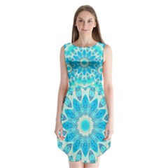 Blue Ice Goddess, Abstract Crystals Of Love Sleeveless Chiffon Dress  