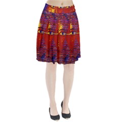 Conundrum Iii, Abstract Purple & Orange Goddess Pleated Skirt by DianeClancy