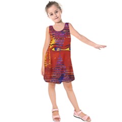 Conundrum Iii, Abstract Purple & Orange Goddess Kids  Sleeveless Dress by DianeClancy