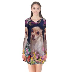 Chi Chi In Butterflies, Chihuahua Dog In Cute Hat Flare Dress by DianeClancy