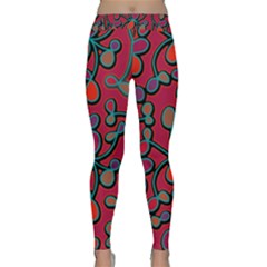 Red Floral Pattern Classic Yoga Leggings by Valentinaart