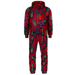 Red Floral Pattern Hooded Jumpsuit (men)  by Valentinaart