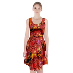  Flame Delights, Abstract Red Orange Racerback Midi Dress by DianeClancy