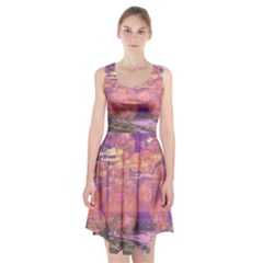 Glorious Skies, Abstract Pink And Yellow Dream Racerback Midi Dress by DianeClancy