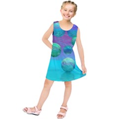 Ocean Dreams, Abstract Aqua Violet Ocean Fantasy Kids  Tunic Dress by DianeClancy