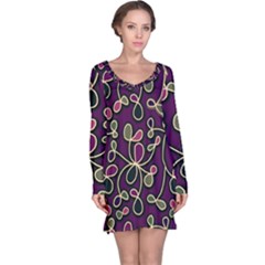 Elegant Purple Pattern Long Sleeve Nightdress by Valentinaart