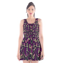 Elegant Purple Pattern Scoop Neck Skater Dress by Valentinaart