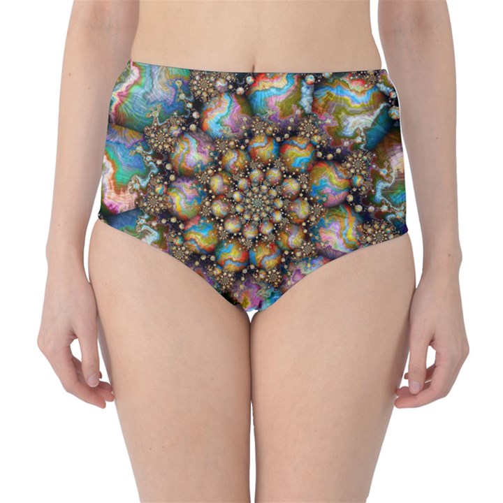 Marbled Spheres Spiral High-Waist Bikini Bottoms