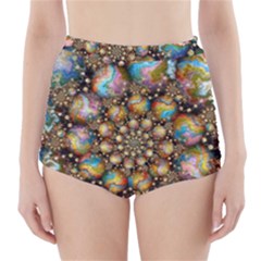 Marbled Spheres Spiral High-waisted Bikini Bottoms by WolfepawFractals