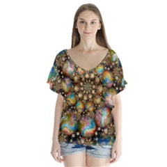 Marbled Spheres Spiral Flutter Sleeve Top by WolfepawFractals