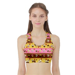 Cupcakes Pattern Sports Bra With Border by Valentinaart