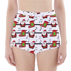 Xmas Song Pattern High-waisted Bikini Bottoms by Valentinaart