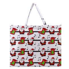 Xmas Song Pattern Zipper Large Tote Bag by Valentinaart