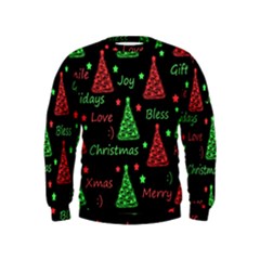 New Year Pattern - Red And Green Kids  Sweatshirt