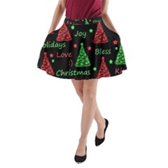 New Year Pattern - Red And Green A-line Pocket Skirt by Valentinaart