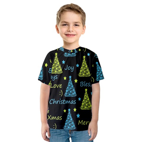 New Year Pattern - Blue And Yellow Kids  Sport Mesh Tee by Valentinaart