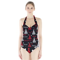 New Year Pattern - Red Halter Swimsuit by Valentinaart