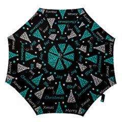 New Year Pattern - Cyan Hook Handle Umbrellas (large) by Valentinaart