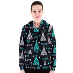 New Year Pattern - Cyan Women s Zipper Hoodie by Valentinaart