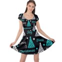 New Year pattern - cyan Cap Sleeve Dresses View1