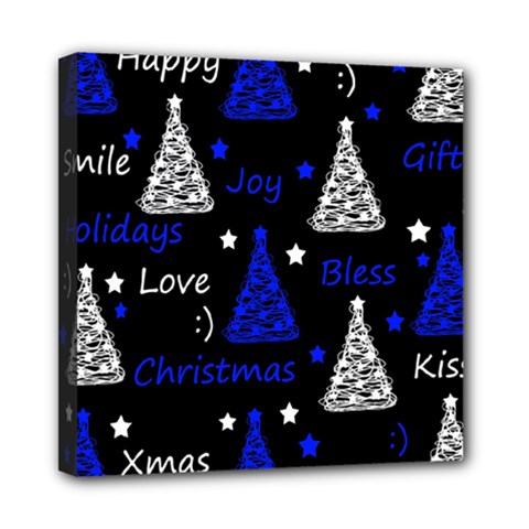 New Year Pattern - Blue Mini Canvas 8  X 8 