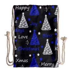 New Year Pattern - Blue Drawstring Bag (large) by Valentinaart