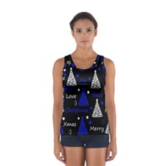 New Year Pattern - Blue Women s Sport Tank Top  by Valentinaart