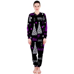 New Year Pattern - Purple Onepiece Jumpsuit (ladies)  by Valentinaart