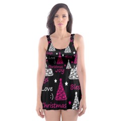 New Year Pattern - Magenta Skater Dress Swimsuit by Valentinaart